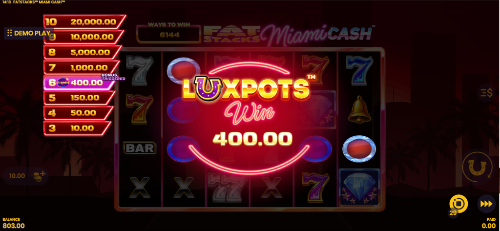 Fatstacks Miami Cash luxpots win